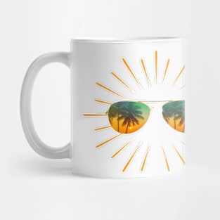 Sunglasses reflect the vibes of the sunset. Mug